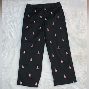 Lilly Pulitzer Black Capris with Pink Sailboat Print